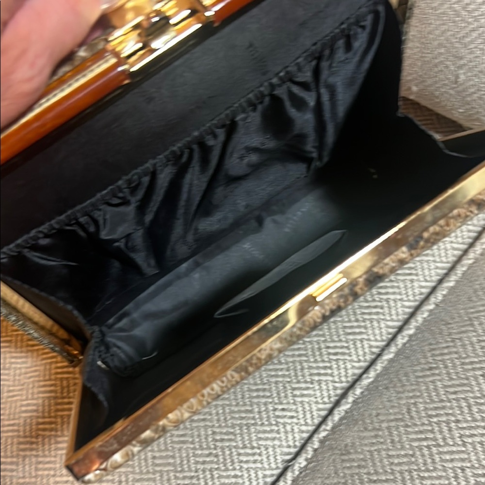 Brown And Black Python Print Shoulder Bag With Ch… - image 8